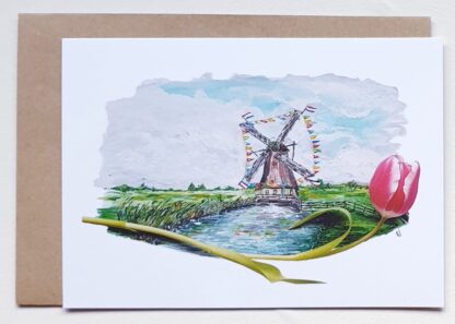 ansichtkaart tulpen tulip holland postcard molen windmill