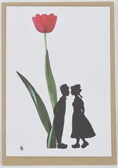 Tulp tulip ansichtkaart postcard typical dutch farmer couple hollands