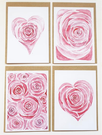 set rose roos love liefde ansichtkaart postcard