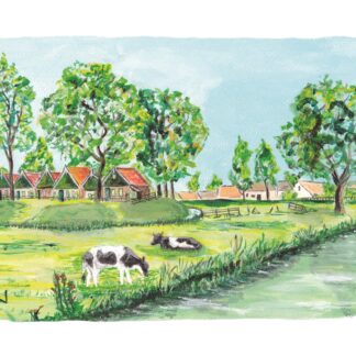 art print prent typisch hollands typical dutch nederlands nederland holland koeien cows dijk dike sloot