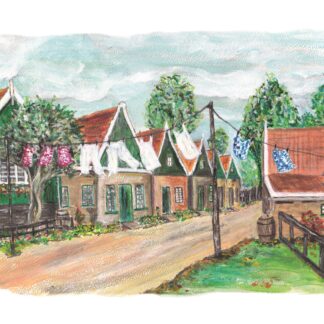art print prent typisch hollands typical dutch nederlands nederland holland wasdag laundry was huisjes houses
