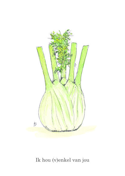 ansichtkaart postcard vegetable nice and fun drawing sweet venkel fennel love liefde vegetable groente