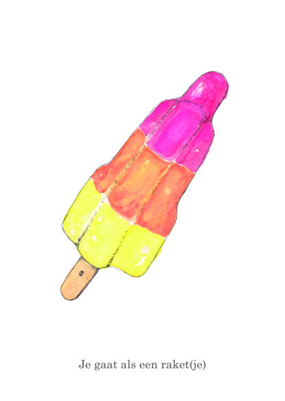 ansichtkaart postcard vegetable nice and fun drawing sweet raketje raket raketijsje icecream icepop lollypop rocket fun