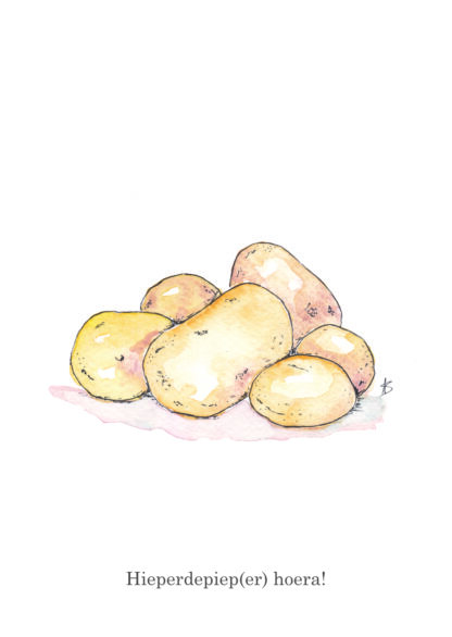 ansichtkaart postcard vegetable nice and fun drawing sweet laardappel pieper potato potatoes aardappelen piepers gefeliciteerd congratulations happy birthday verjaardag