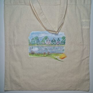 typical dutch houses zaanse schans typisch hollands postcard ansichtkaart tulp tulip tote bag linnen tas