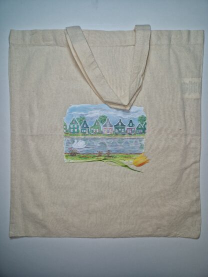 typical dutch houses zaanse schans typisch hollands postcard ansichtkaart tulp tulip tote bag linnen tas