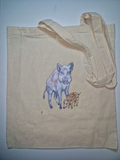 forest bosdieren everzwijn bore totebag linnen tas