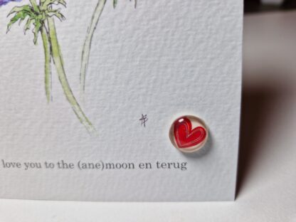 rood hart liefde heart love anemoon i love you to the moon and back ik hou van jou tot aan de maan en terug kaarthouder kaartpin handig magnetisch ansichtkaart