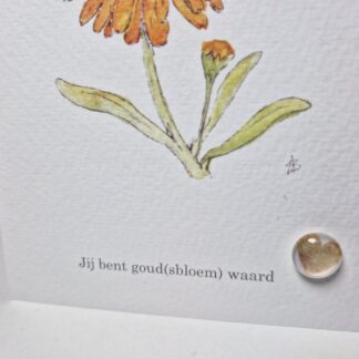 gouden hart liefde heart love goudsbloem marigold kaarthouder kaartpin handig magnetisch ansichtkaart