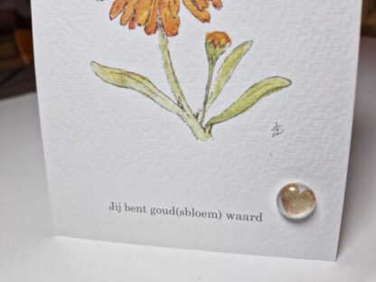 gouden hart liefde heart love goudsbloem marigold kaarthouder kaartpin handig magnetisch ansichtkaart