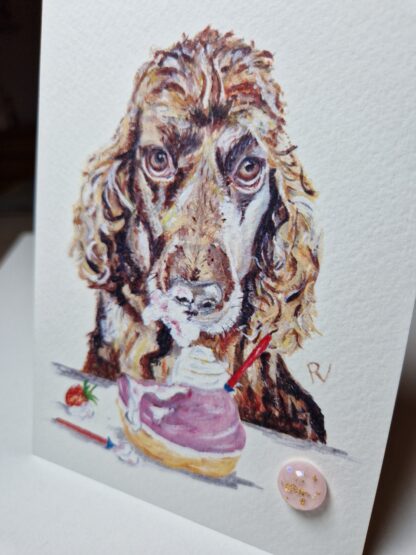 pink roze rose gold foil kaarthouder kaartpin handig magnetisch cocker spaniel dog hond ansichtkaart